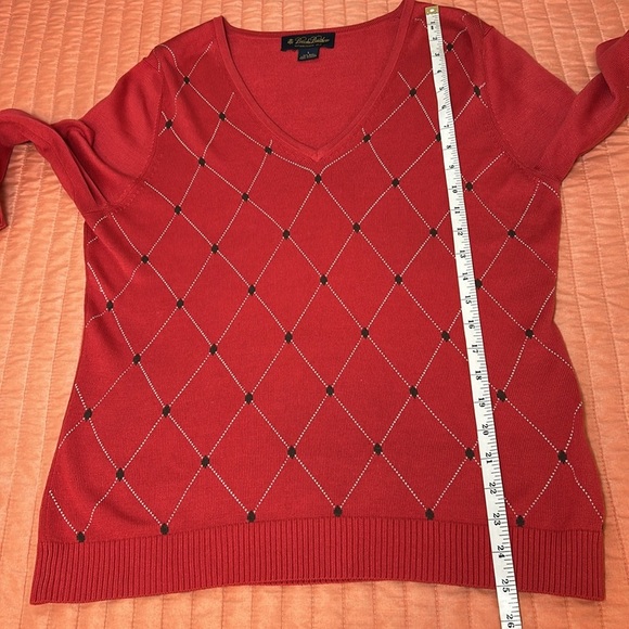 Brooks Brothers Red Argyle silk blend sweater Womens size Large - Picture 8 of 12